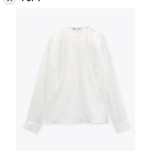 ZARA WOMAN RAMIE BLOUSE WITH EMBROIDERY OYSTER WHITE 4786/104 XS - Picture 3 of 7